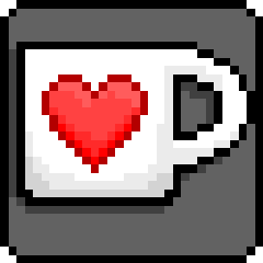 Ko-Fi logo in a pixel-art style